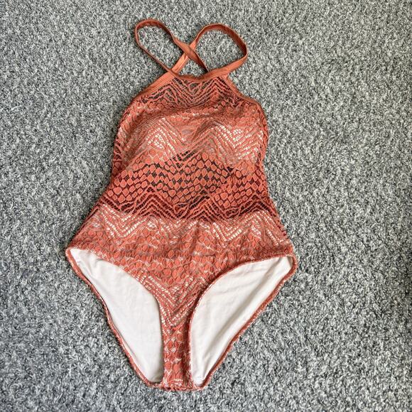 Cosita Linda Other - Cosita Linda Beachwear one piece swimsuit in terracotta and gold Crotchet Lace L